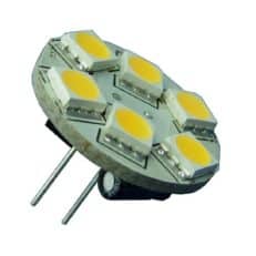MR11/GU4 LED verlichting 6 SMD Warm wit pins achter