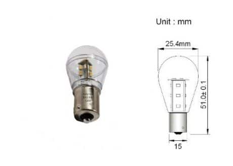 BA15s Led lamp 12 SMD 12v of 24v Warm wit