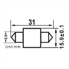 31MM S8 Festoon Buislamp 4SMD Warm wit