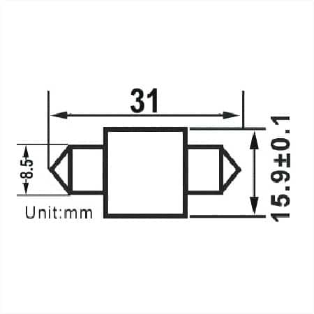 31MM S8 Festoon Buislamp 4SMD Warm wit
