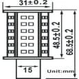 Afmetingen 12V en 24V BAY15D LED Navigatie lamp