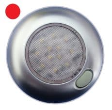 Rode Opbouwspot zilver met schakelaar 12 volt 24 volt 10-30 volt