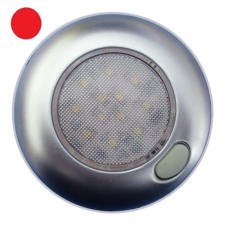 Rode Opbouwspot zilver met schakelaar 12 volt 24 volt 10-30 volt