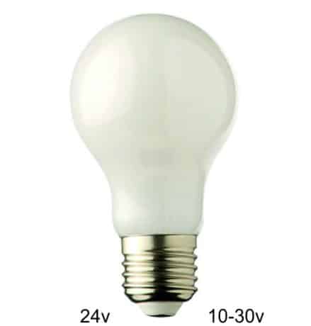 24 volt A60 4w Melkglas E27 Filament lamp